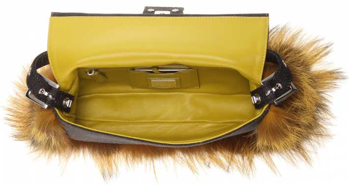 immagine borsa donna autunno-inverno 2015-2016 Fendi Interno Baguette Denim con Pelliccia